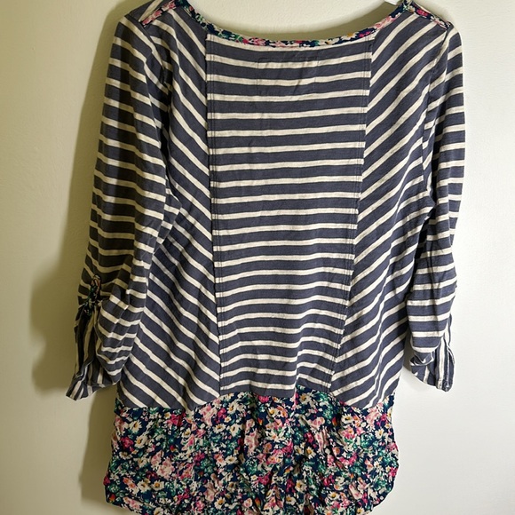 Anthropologie fairley floral size Large long sleeves striped gray white - Picture 7 of 9
